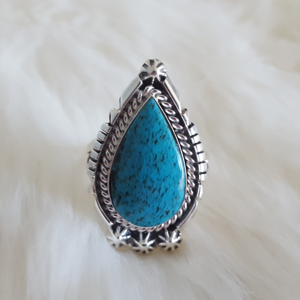 Handmade Navajo Turquoise starburst ring
